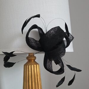 Chic Black Fascinator with Feather Accents